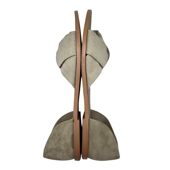 Vince Womens Sz 39 Beige Suede Canvas Crisscross Flat Sandals Summer Comfortable - Picture 5 of 13